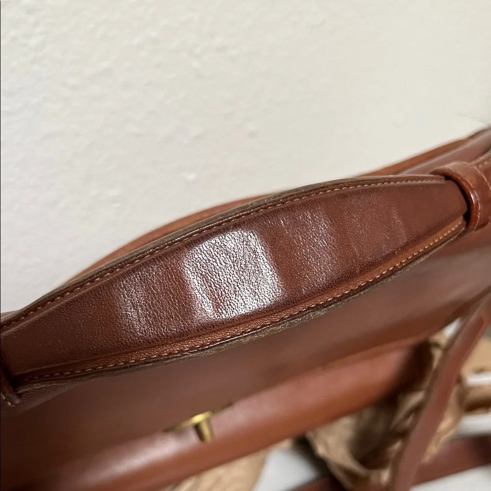 Coach Vintage Chestnut Brown Leather Satchel with Turnlock Hardware